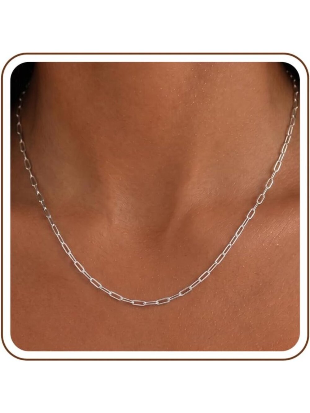 Elegant S925 Sterling Silver 3mm Paperclip Chain Necklace for Women - Timeless